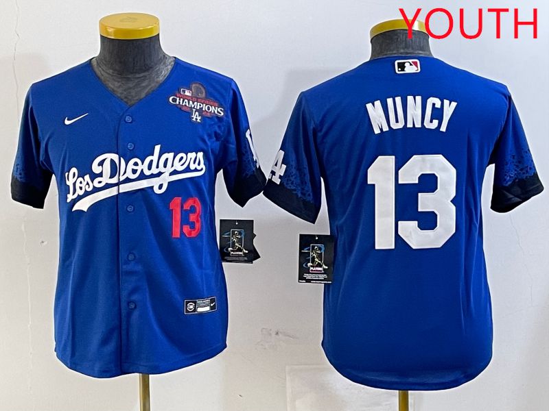 Youth Los Angeles Dodgers 13 Muncy Blue City Edition 2025 Nike MLB Jersey style 4